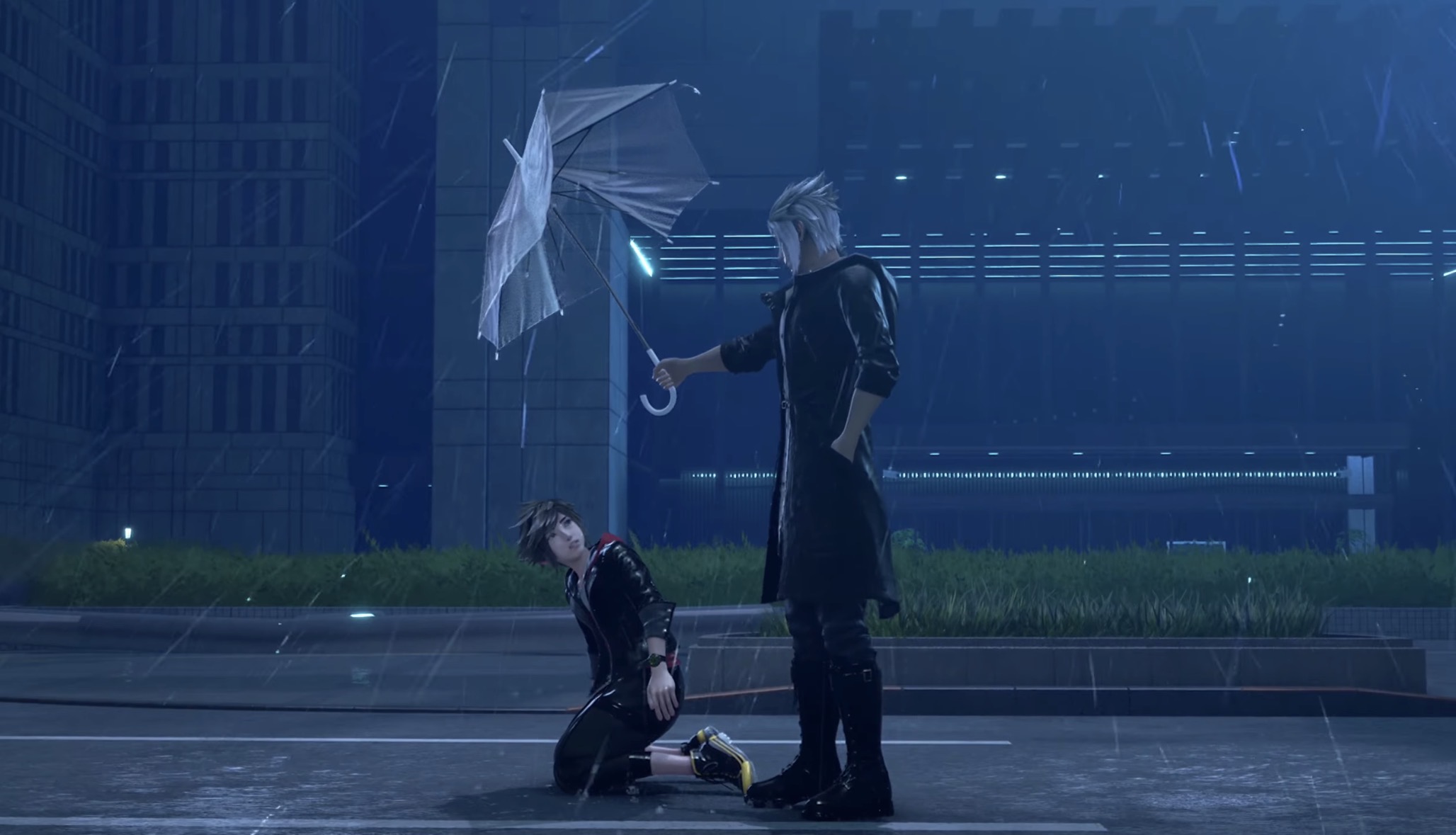 KH4 銀髪の男性 ソラに傘を差し出すシーン